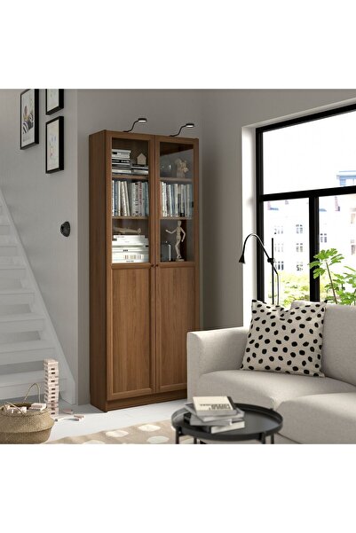 IKEA Cam/Panel Kapaklı Kitaplık, Genişlik: 80 cm  Derinlik: 30 cm  Yükseklik: 202 cm