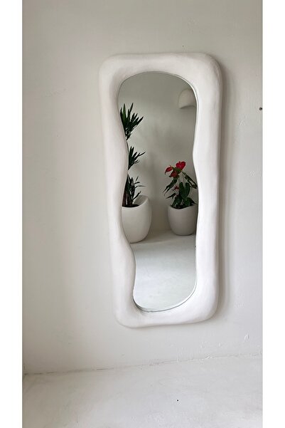 Lunalore Modern Dekoratif Beton Görünümlü 140x60 Duvar Boy Aynası – Antre Koridor Salon Banyo Ofis