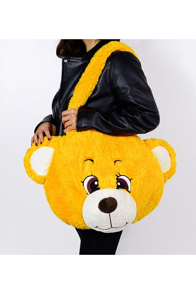 Özgüner Oyuncak Pabtex Plush Teddy Bear Head Wide Shoulder Bag