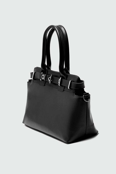 Shule Bags Twin Belt Buckle Detailed Shoulder Bag Black