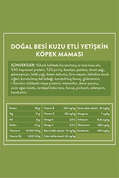 kito Doğal Besi Kuzu Etli Yetişkin Köpek Maması 15 Kg (SÜPER PREMİUM MAMA)