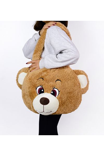 Özgüner Oyuncak Pabtex Plush Teddy Bear Head Wide Shoulder Bag
