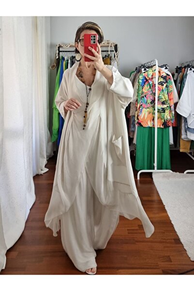 pudubutik Silk Collar Italian Tunic Beige