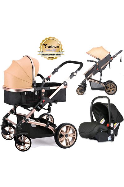 TEKNUM 3In1 Pram Stroller + Infant Car Seat - Khaki