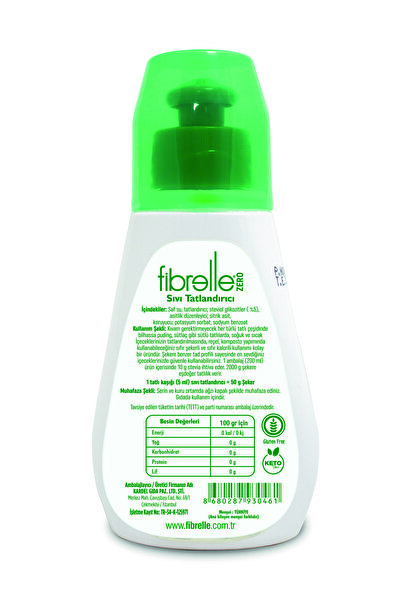 Fibrelle Zero Sıvı Tatlandırıcı 200 ml (STEVİA BAZLI) Sıvı Stevia