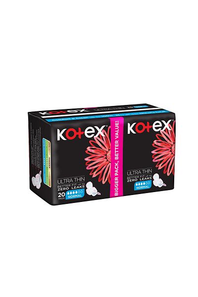 Kotex Ultra Thin Normal Size Sanitary Pads with Wings - 20pcs (240mm Length)