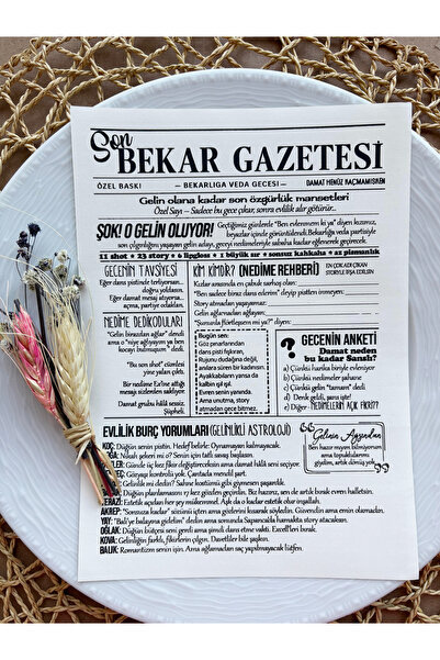 Pankart Evi Bekarlığa Veda Partisi Gazetesi 10 adet Kişileştirilebilir
