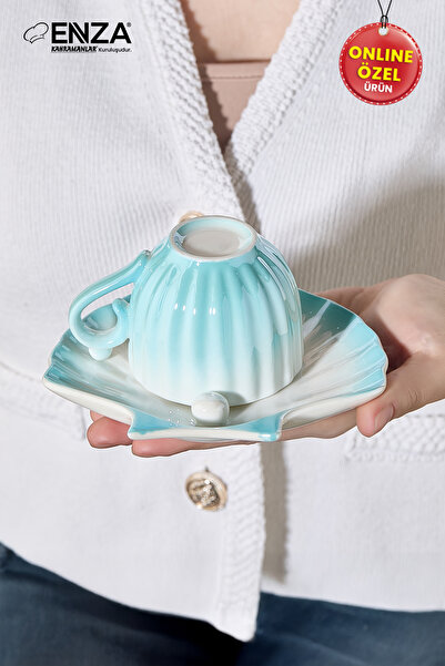 Enza Zümrüt 2'li Mavi Porselen Fincan Takımı