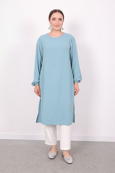 Linvey Women's Daily Comfortable Stylish Kraş Ayrobin Long Sports Tunic with Elastic Sleeves