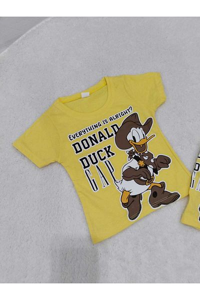 Store Yellow Duck Printed Boys' Summer Suit Thin Top and Bottom Suit Beach