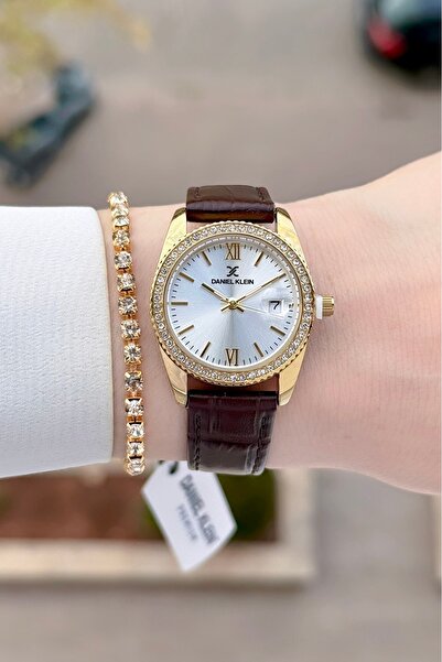 Daniel Klein Kasası Gold Kordonu Kahverengi Renk 30 Mm Kadın Kol Saati ve Bileklik