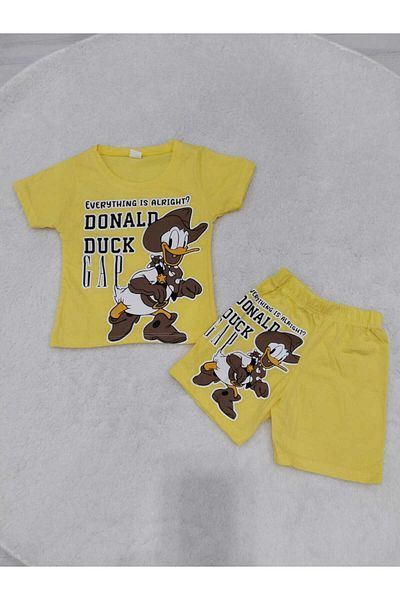 Store Yellow Duck Printed Boys' Summer Suit Thin Top and Bottom Suit Beach