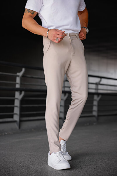Ser Joven Ανδρικό υφασμάτινο παντελόνι σε μπεζ Slim Fit