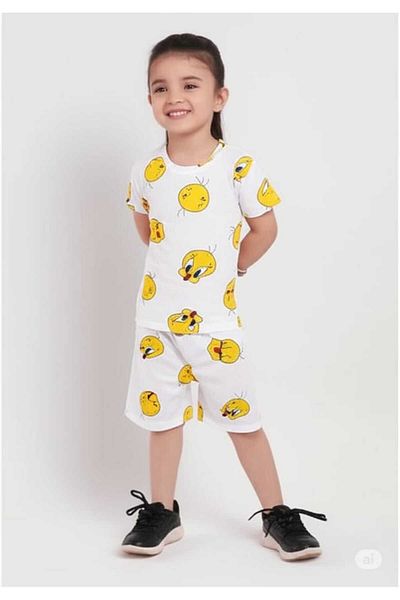 Store Tweety Printed Unisex Kids Summer Suit Thin Short Sleeve