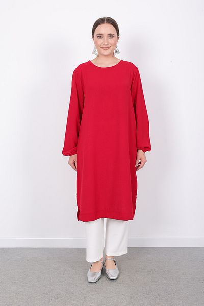 Linvey Women's Daily Comfortable Stylish Kraş Ayrobin Long Sports Tunic with Elastic Sleeves