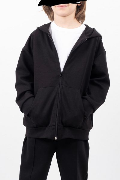Vauva Girls Boys Basic Plain Hooded Zippered School Sweatshirt School Cardigan for Ages 6-11