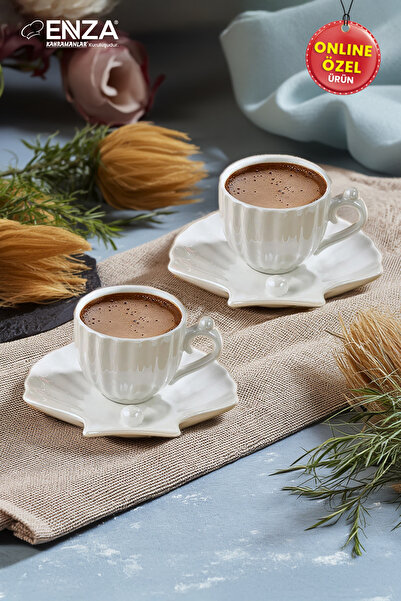 Enza Zümrüt 2'li Beyaz Porselen Fincan Takımı