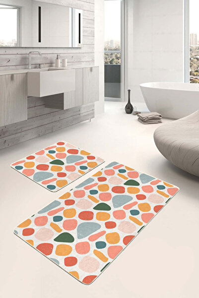 Realhomes مجموعة منشفة حمام قابلة للغسل وقاعدة غير قابلة للانزلاق منقوشة بالل...