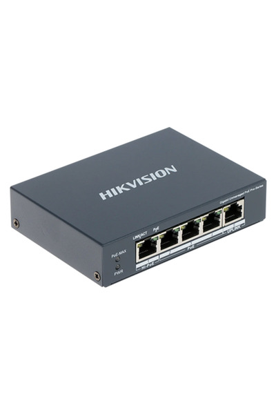 Hikvision Switch cu 3 porturi PoE 1G, 1 port Hi-PoE 1G, 1 port RJ45 1G - DS-3E0505HP-E