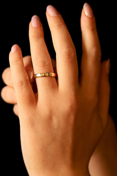 GÜLENLER ALTIN 14 Ayar Altın 3mm Kibrit Çöpü Alyans