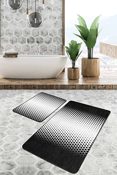 Realhomes Black and White Acoustic Gradient Transitional 2-Piece Non-Slip Bas...