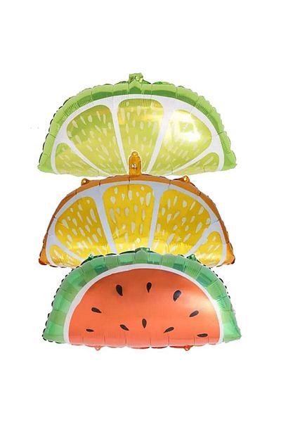 partidolu Fruit Lemon Watermelon Orange Shaped Foil Balloon 3 Pieces Haw