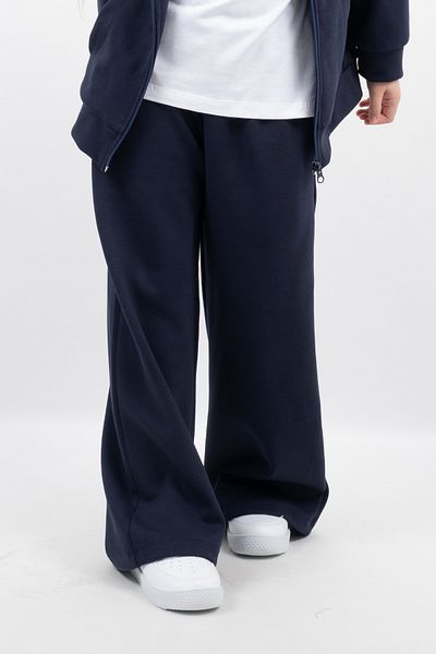 Vauva Pantaloni de sport negri pentru fete, cu buzunare, cu picioare largi, pentru școală
