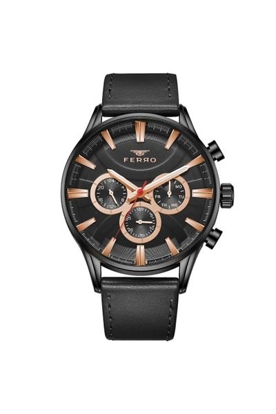 FERRO Black Leather Band Men's Watch Fm11180B-G