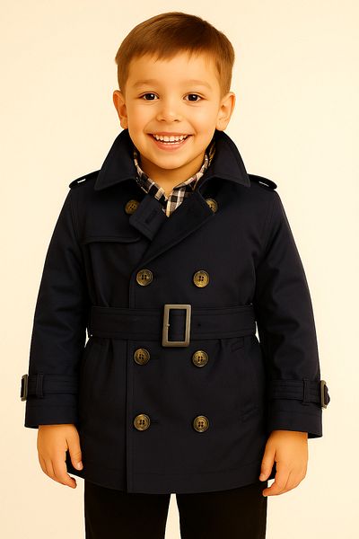 HÇ Hülya Çelik KİDSWEAR 2018 Boy's Navy Blue Trench Coat