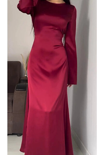 Raya Gym Βραδινό φόρεμα Hijab με κορδόνι πίσω Μπορντό 583291