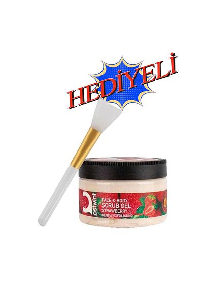 MUJGAN Silicone Mask Applying Spatula Face and Body Scrub Strawberry 300 ml Gift