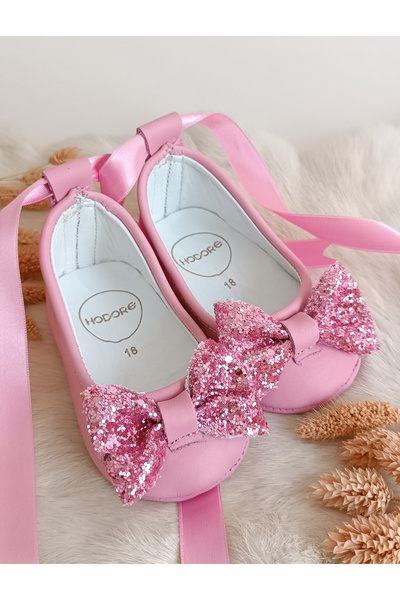 Hodore Perla Pink Genuine Leather Baby Loafer Ballet Shoes