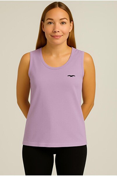 AXXEL Жіночий відкритий ліловий оверсайз футболка на бретельках-d235-k