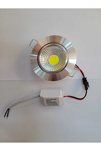 valens design 5 Watt Krom Kasa Beyaz Işık Trafolu Cob Led Spot 10 Adet