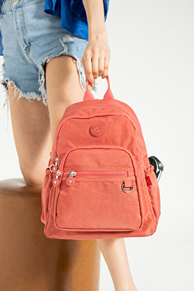 Teal Collection حقيبة ظهر من القماش المجعد