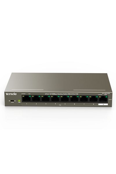 Tenda Switch 8 PoE ports, 1 RJ45 uplink port, 10/100Mbps - TND-TEF1109P-8-63W