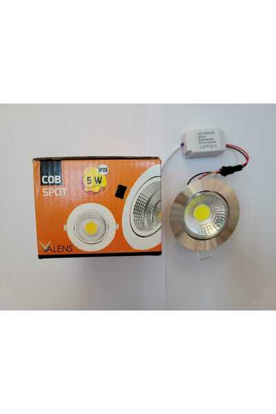 Valens 5 Watt Krom Kasa Beyaz Işık Trafolu Cob Led Spot 10 Adet