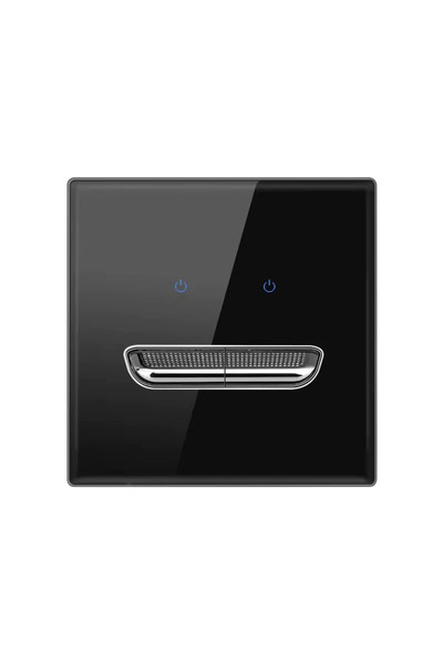 VSM Întrerupător Dublu Tactil cu LED, din Sticlă Temperată Neagră – Montaj pe Perete
