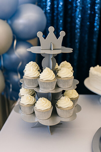 Genel Markalar 3 Katlı Karton Cupcake Standı Gümüş