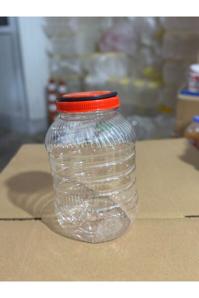 kandemirx Canister 5 Liter Cheese Pickle Olive Paste Storage Jar 6 Pcs with Red Handle Lid