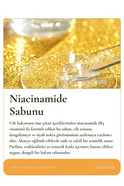 sabunal Niacinamide Soap - Brightening, Blackhead and Acne Soap 100 Gr