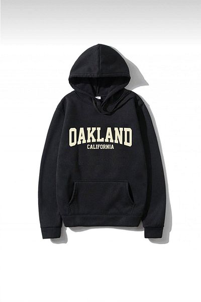 VBSVİBES Μαύρο φούτερ με στάμπα Oakland με κουκούλα