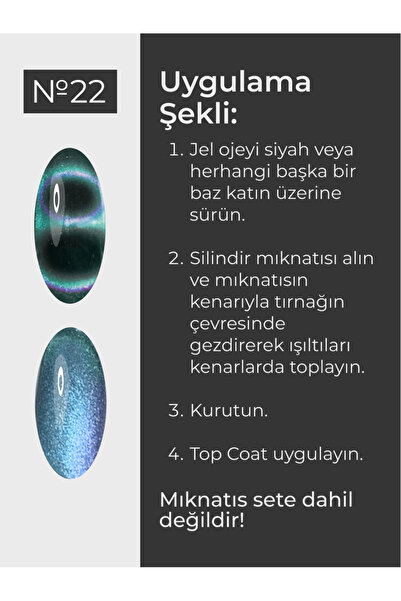Nail Republic Kalıcı Oje Kedi Gözü Efekti 3D 22, 10 ml – Mıknatıslı Jel Oje