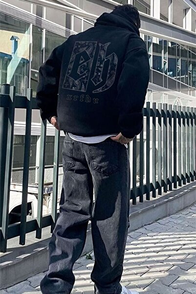CLAYES Eh Xrfdu Sweatshirt - Black Printed Oversize Hoodie