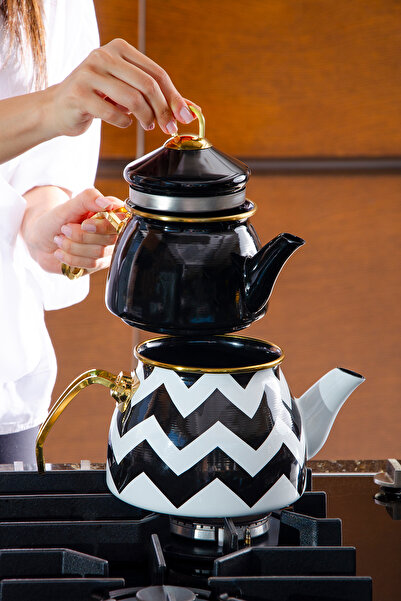 Le murano Zigzag Emaye Çaydanlık Takımı