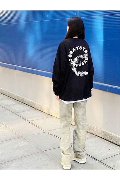 VBSVİBES CREW NECK OVERSIZE Sweatshirt Black GRAY STAR