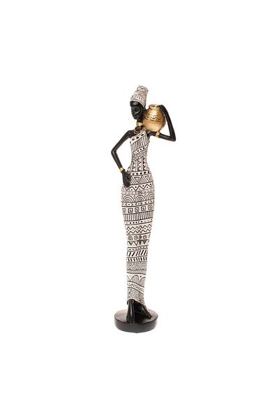 Ella Home Italia Statueta African Girl 1, Rasina, Negru, 42 cm