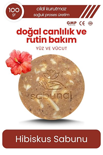 sabunal Hibiskus ve Kırmızı Kil Sabunu - Doğal Cilt Bakım Sabunu 100 gr