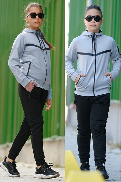 Zaziko Kids Unisex Diving Fabric Hooded Tracksuit Set Esf-600