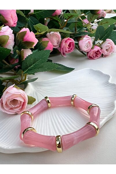 GIHANDMADE Women's Bracelet Bamboo Form Modern Resin Green Orange Lilac Pink ...